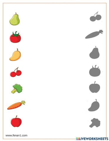 توصيل الفواكه مع الظل المطابق لها