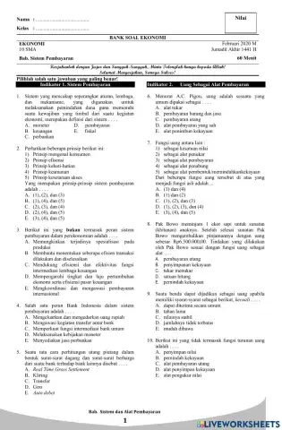 Latihan Soal Sistem dan Alat Pembayaran