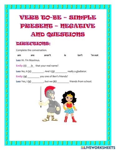 Verb to be (simple present) negative and question