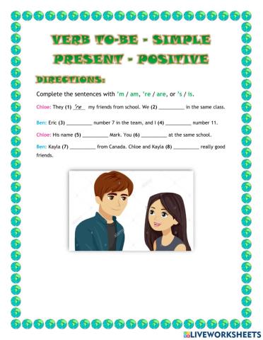 Verb to be (simple present) positive