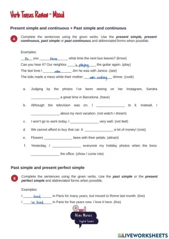 Verb Tenses Review - Mixed
