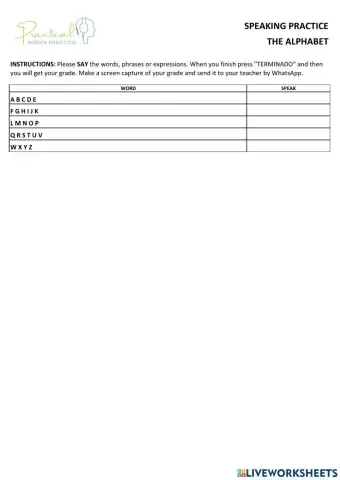 Speaking practice - the alphabet