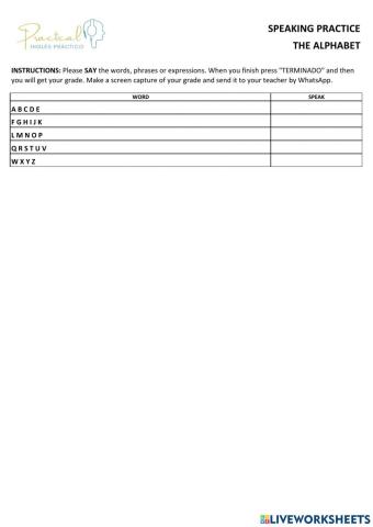 Speaking practice - the alphabet