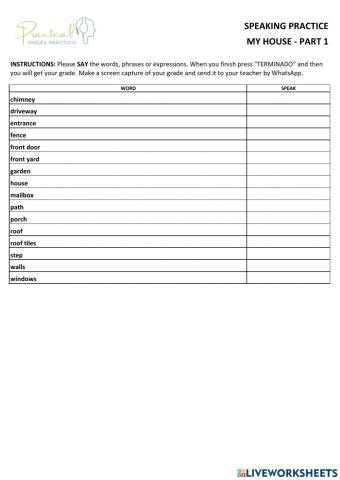 Speaking practice - my house - part 1