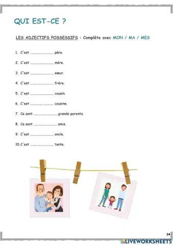 La famille-Les adjectifs possessifs