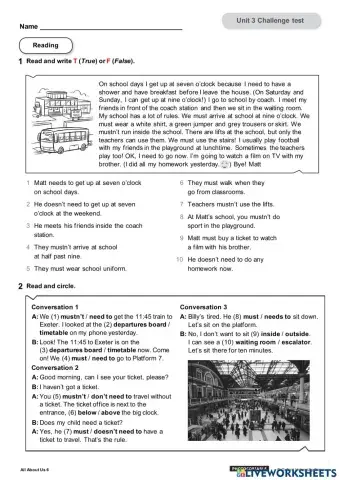 Exam Unit 3- 6th Grade