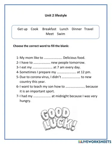 Lifestyle worksheet