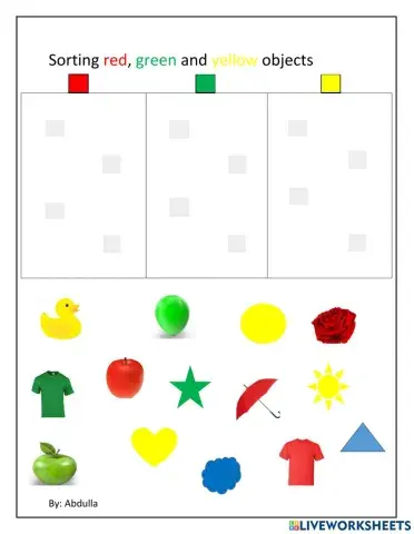 Sort red, green and yellow colors