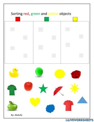 Sort red, green and yellow colors