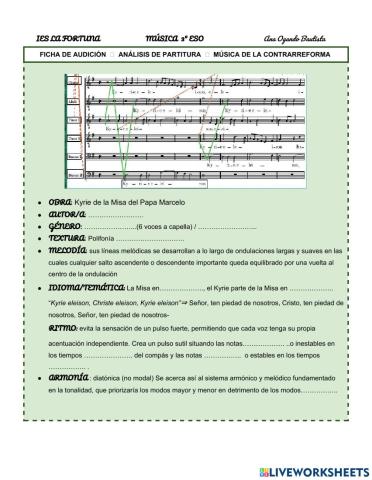 Análisis de Partirtura - Música de la Contrarreforma