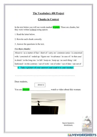 The Vocabulary 400 Project - Chunks in context