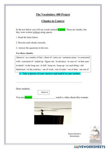 The Vocabulary 400 Project - Chunks in context