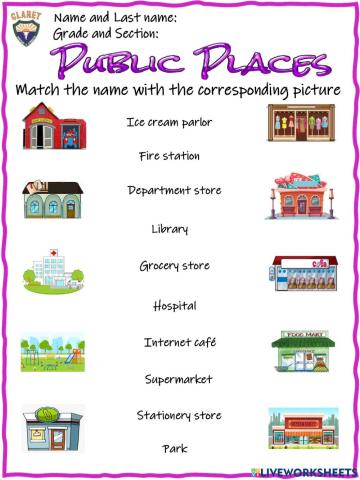 3rd. grade. Vocabulary Unit 4. Places