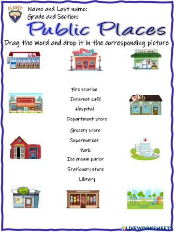 3rd. grade. Vocab.Unit 4. Eval. Act. Places