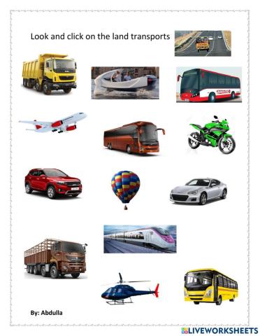 Look and click on the land transports