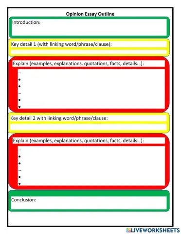 Opinion Essay Stoplight graphic organizer
