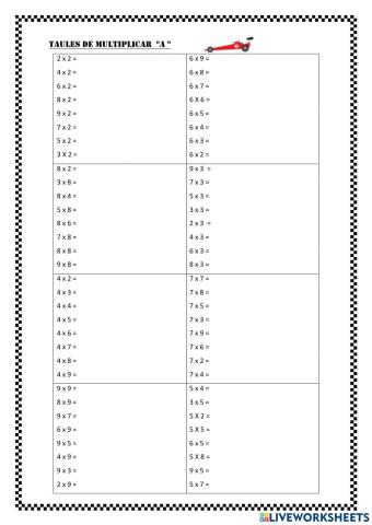 Taules de multiplicar