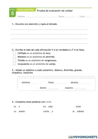 Prueba de aveluación TEMA 5