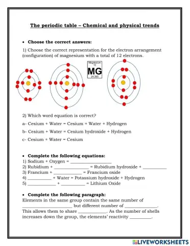 Chemical trends - Alkali metals