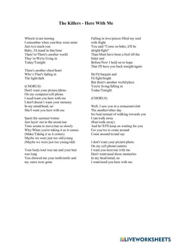 Song: Here with me - The Killers - Starter