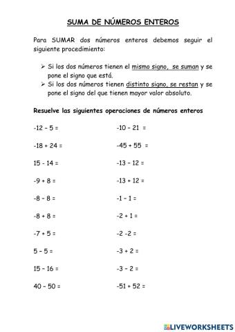 Suma de números ENTEROS