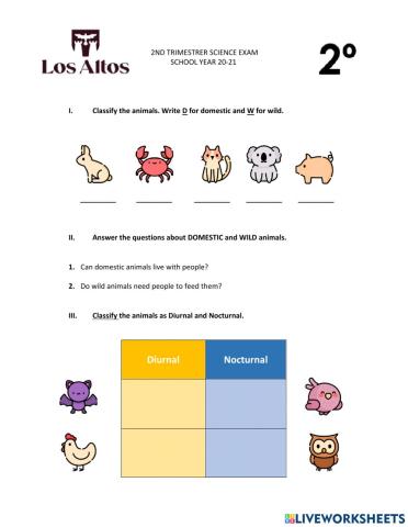 2nd Grade Second Trimester Science Exam