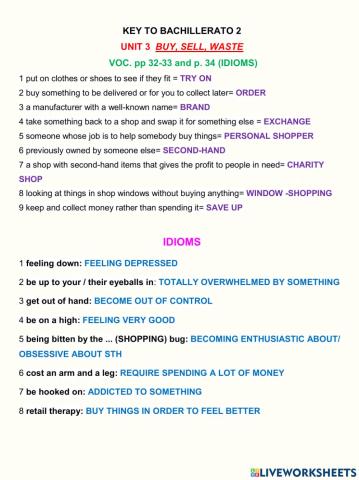 Key 2 Unit 3 Vocabulary