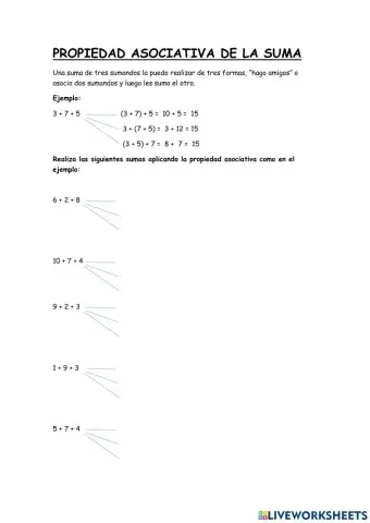 Propiedad asociativa SUMA