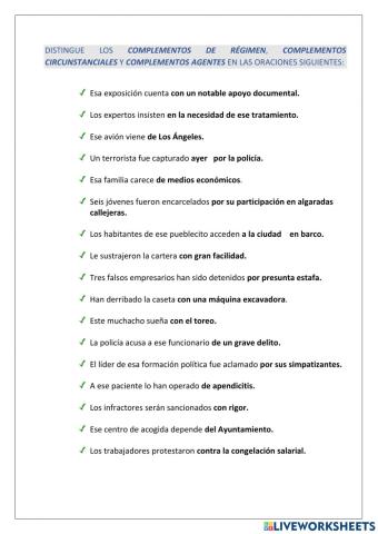 Distinguir entre C. Rég.CC y C. Agente