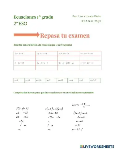Ecuaciones 1º eso