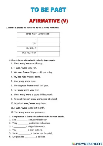 To be past afirmative