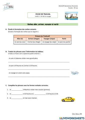 Verbes - les moyens de transport