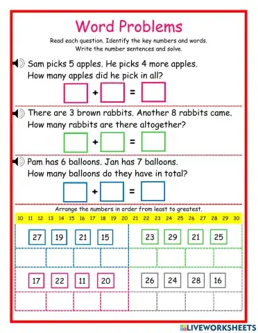 Word Problems and Number Order 1 DJ