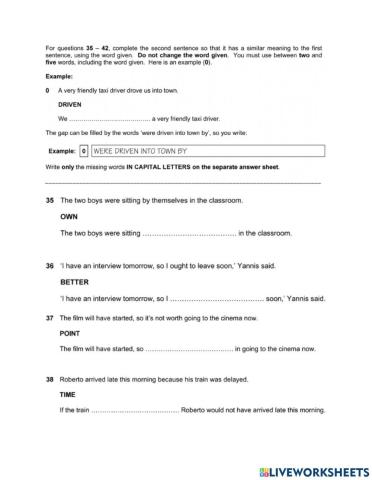 FCE Use of English - part 4