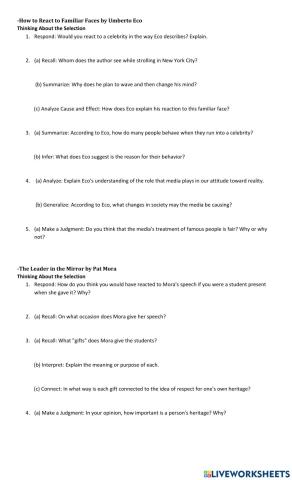 -How to React to Familiar Faces by Umberto Eco