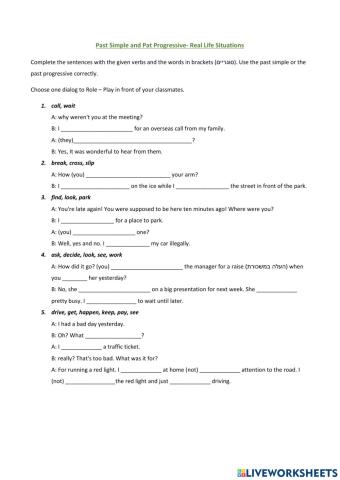 Past simple past progressive