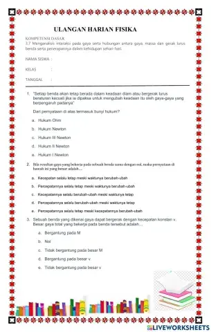 Ulangan harian fisika