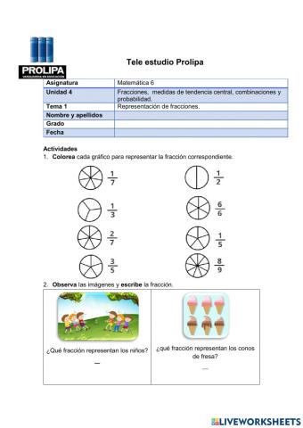 Representar fracciones