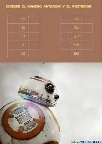 Número anterior y posterior