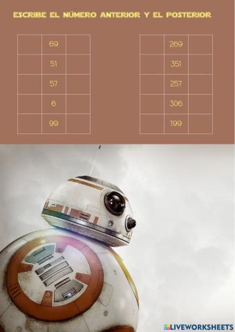 Número anterior y posterior