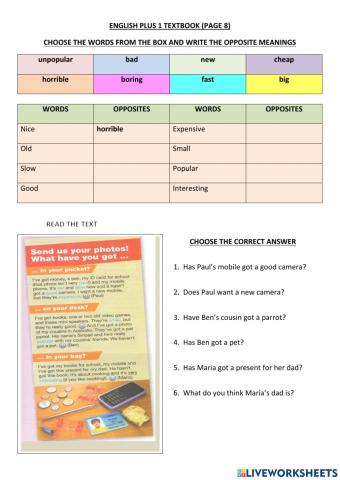 ENGLISH PLUS 1-ADJECTIVE PAGE 8