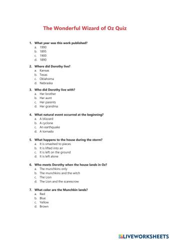Wizard of Oz quiz