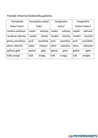 Būdvardžio galūnės