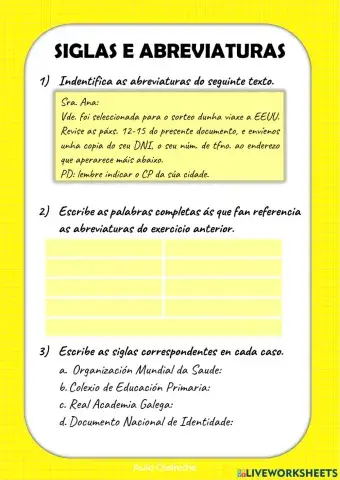 Siglas e abreviaturas