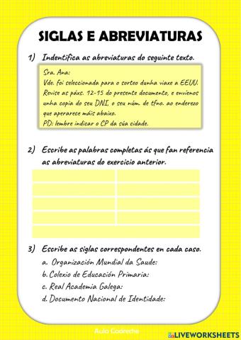 Siglas e abreviaturas