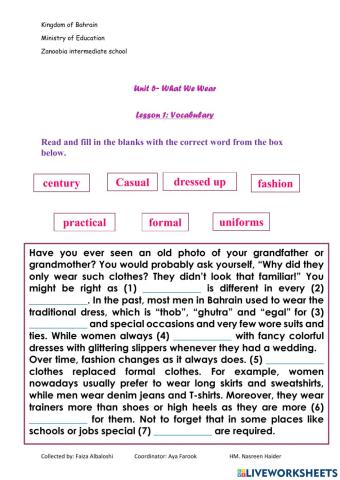 Unit 5 -What We Wear