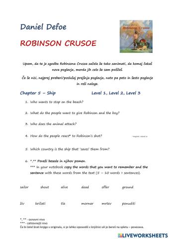 Robinson Crusoe in Levels - Chapter 5 and 6
