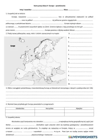 Powtórzenie Środowisko i ludność Europy