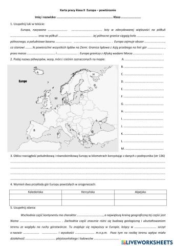 Powtórzenie Środowisko i ludność Europy