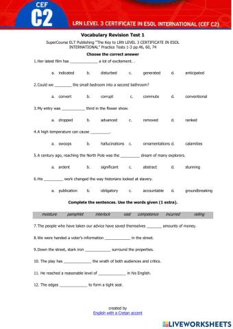 Revision Test Practice Tests 1-3 Key to LRN C2